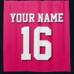 Raspberry White Sports Jersey Team Jersey Shower Curtain<br><div class="desc">Preppy Solid Colour Team Jersey / Sports Jersey / Football Jersey / Rugby Jersey with Custom Name Customise this with your own name or team name and a number. You can change the size, colour and placement of the text if you need to make changes, change the colour of or...</div>