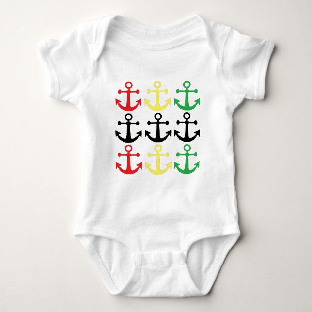 Rasta Anchors Baby Bodysuit (Front)