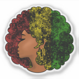 Rasta black girl woman afro red yellow green 