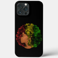 Rasta black girl woman afro red yellow green 