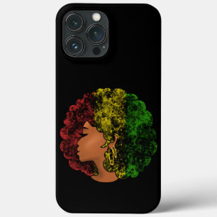 Rasta black girl woman afro red yellow green  iPhone 13 pro max case