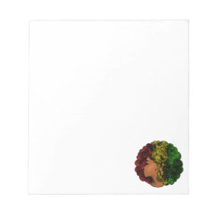 Rasta black girl woman afro red yellow green notepad