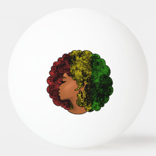 Rasta black girl woman afro red yellow green ping pong ball