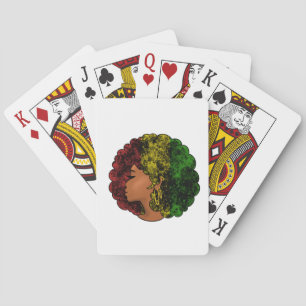 Rasta black girl woman afro red yellow green  playing cards