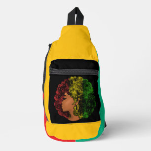 Rasta black girl woman afro red yellow green  sling bag