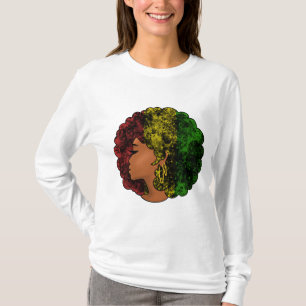 Rasta black girl woman afro red yellow green  T-Shirt