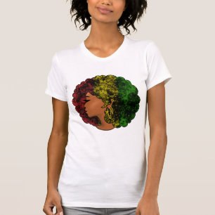 Rasta black girl woman afro red yellow green T-Shirt