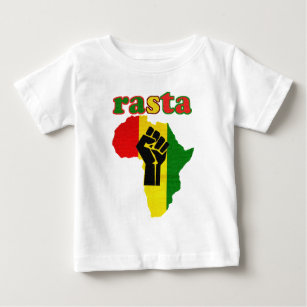 Rasta Black Power Fist over Africa Baby T-Shirt