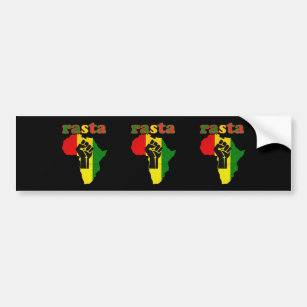 Rasta Black Power Fist over Africa Bumper Sticker