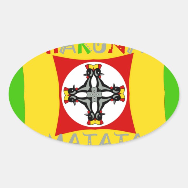 Rasta Colour Red Golden Green Oval Sticker (Front)