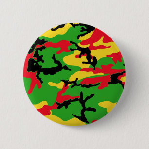Rasta Coloured Camouflage 6 Cm Round Badge