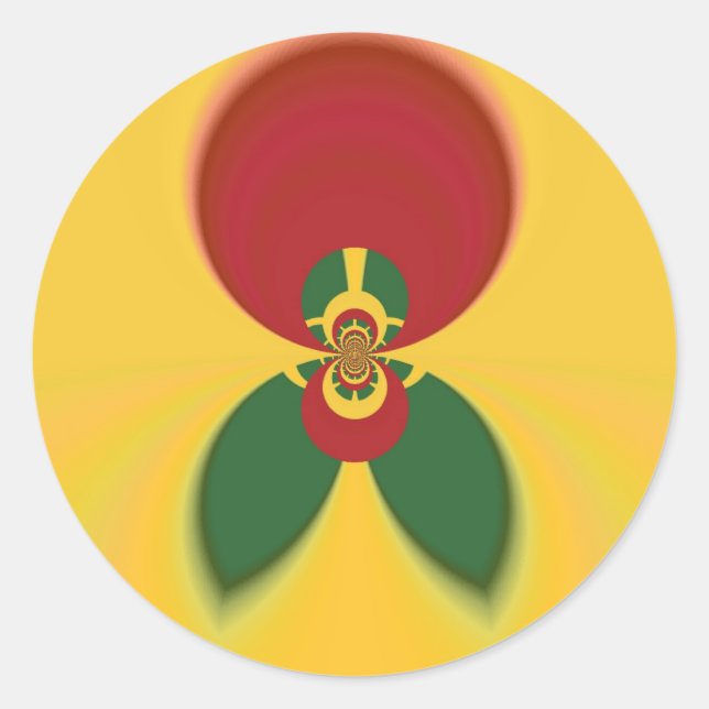 Rasta Colours Abstract Art Print Classic Round Sticker (Front)