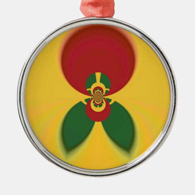 Rasta Colours Abstract Art Print Metal Tree Decoration (Front)