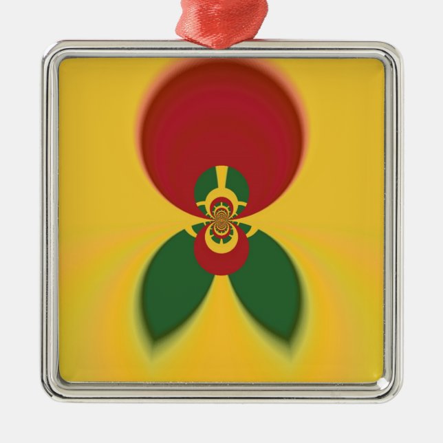 Rasta Colours Abstract Art Print Metal Tree Decoration (Front)