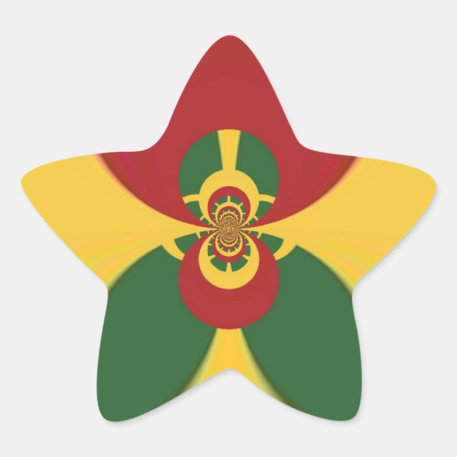 Rasta Colours Abstract Art Print Star Sticker (Front)