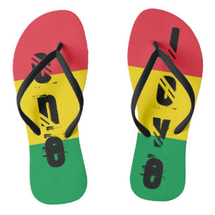 Rasta Colours Green Yellow Red Stripes Flag Patter Jandals