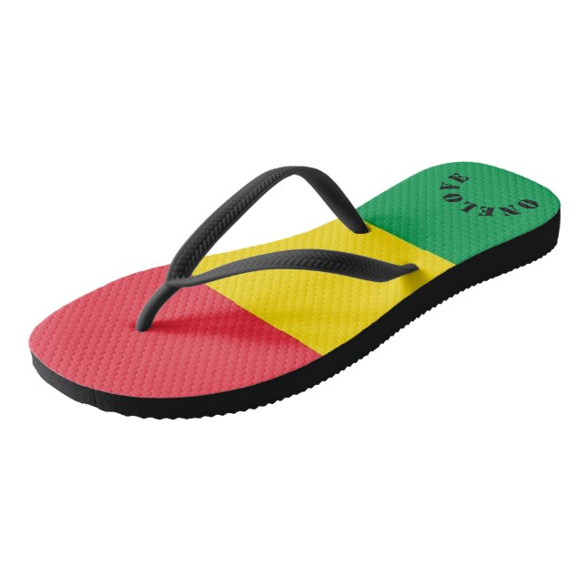 Rasta Colours Green Yellow Red Stripes Flag Patter Jandals (Angled)