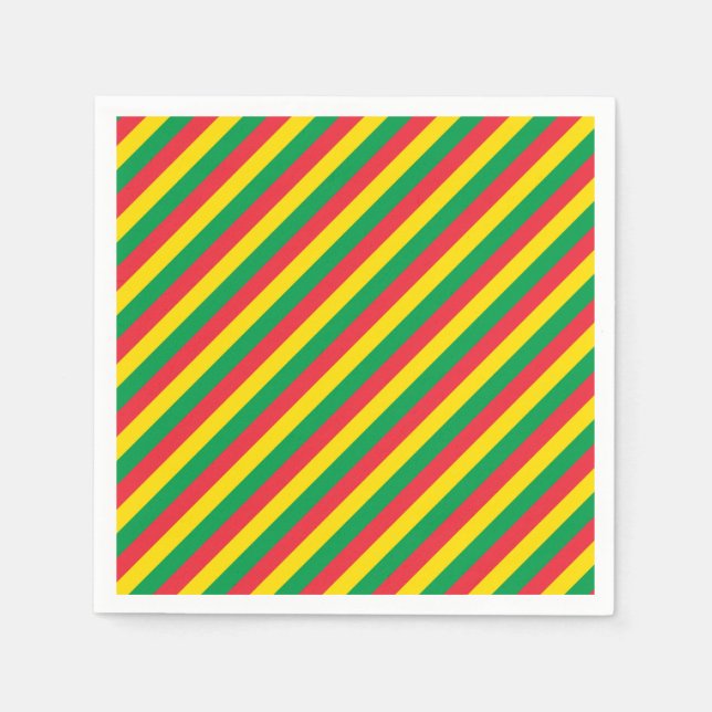 Rasta Colours Green Yellow Red Stripes Flag Patter Napkin (Front)
