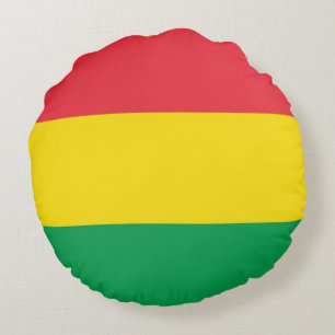 Rasta Colours Green Yellow Red Stripes Flag Patter Round Cushion