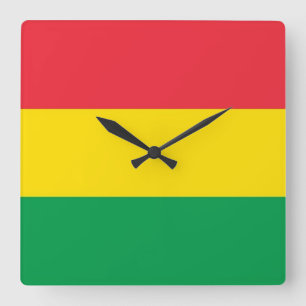 Rasta Colours Green Yellow Red Stripes Flag Patter Square Wall Clock