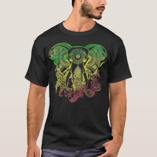 Rasta Colours Rastafarian Retro Elephant Reggae Ja T-Shirt