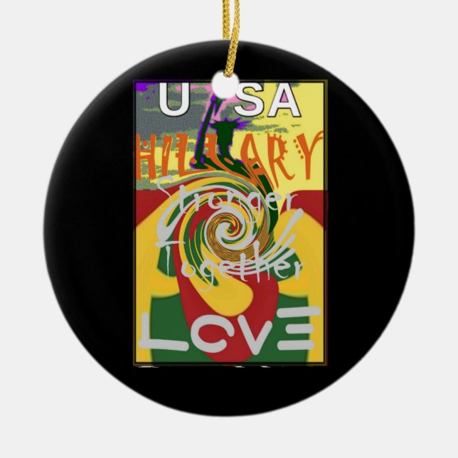 Rasta Colours Red Golden Green Hillary Art Print Ceramic Tree Decoration (Front)