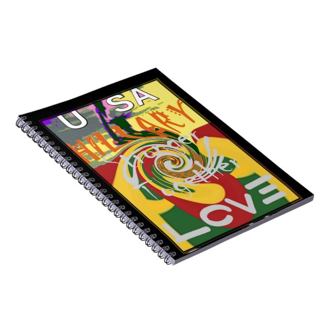 Rasta Colours Red Golden Green Hillary Art Print Spiral Notebook (Right Side)