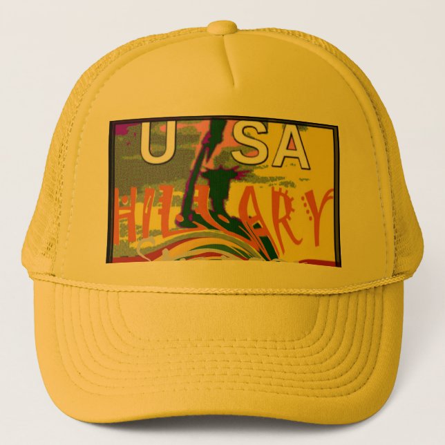Rasta Colours Red Golden Green Hillary Art Print Trucker Hat (Front)