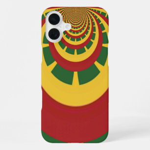 Rasta colours themed: spiral red, green, and yello iPhone 16 plus case