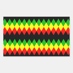 Rasta Diamonds. Red Gold and Green. Jah Rastafari Rectangular Sticker