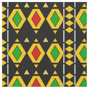 Rasta Flag Coloured African Geometric Pattern Fabric