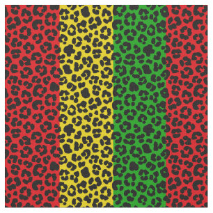 Rasta Flag Coloured Leopard Print Pattern Fabric