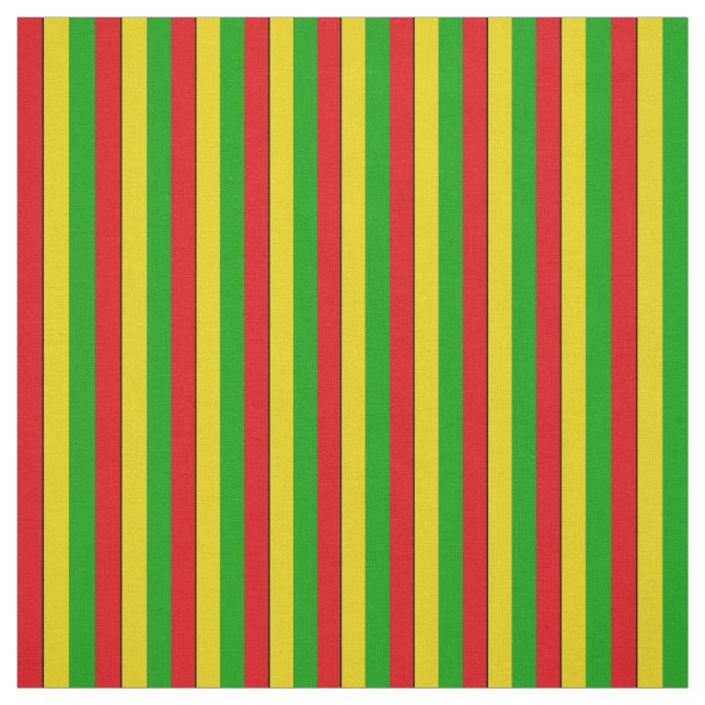 Rasta Flag Coloured Reggae Stripes Fabric (Swatch)