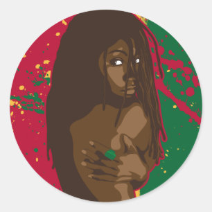 Rasta Girl Classic Round Sticker