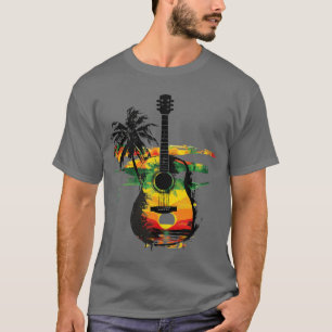 Rasta Guitar Jamaica Roots Rastafarian Reggae Musi T-Shirt