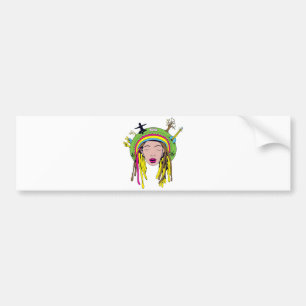 rasta hippie babe bumper sticker