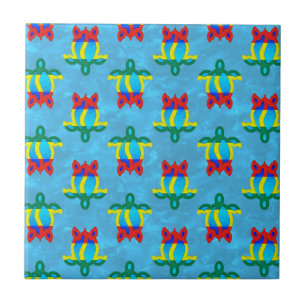 Rasta Island Colors Tribal Turtle Tile
