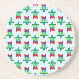 Rasta Island Colours Tribal Turtle Floral Coaster