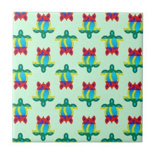 Rasta Island Colours Tribal Turtle Tile
