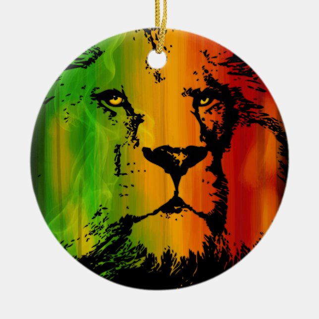 Rasta Lion Ceramic Tree Decoration (Front)