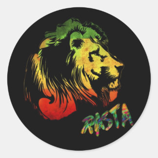 rasta lion classic round sticker