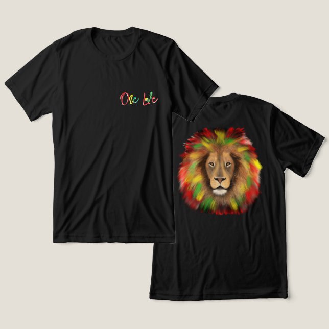 rasta lion head red green yellow Jamaica one love Tri-Blend Shirt (Design Front & Back)