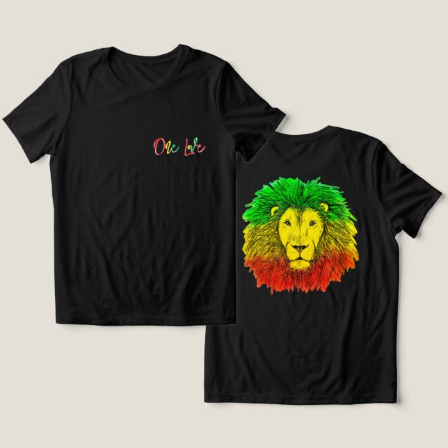 rasta lion head red green yellow Jamaica one love Tri-Blend Shirt (Design Front & Back)