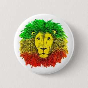 Rasta lion head red yellow green drawing Jamaica 6 Cm Round Badge