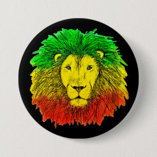 Rasta lion head red yellow green drawing Jamaica  7.5 Cm Round Badge