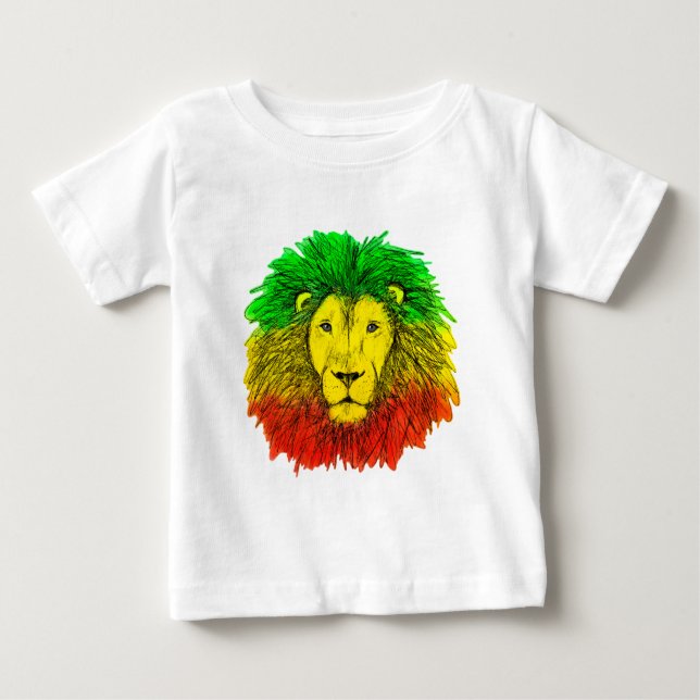 Rasta lion head red yellow green drawing Jamaica  Baby T-Shirt (Front)