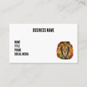 Rasta lion head red yellow green drawing Jamaica  Business Card