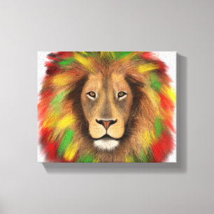Rasta lion head red yellow green drawing Jamaica  Canvas Print