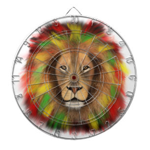 Rasta lion head red yellow green drawing Jamaica  Dartboard