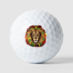 Rasta lion head red yellow green drawing Jamaica Golf Balls